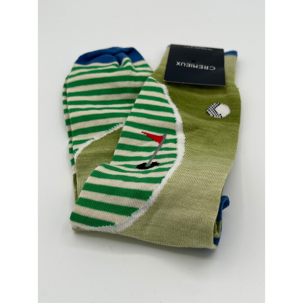 CREMIEUX Mens Golf Course Pattern Socks Green Shoe Size 6-12 1/2 Golfcore New